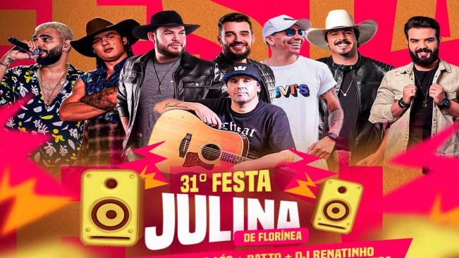 FLORÍNEA DIVULGA PROGRAMAÇÃO DA 31ª FESTA JULINA